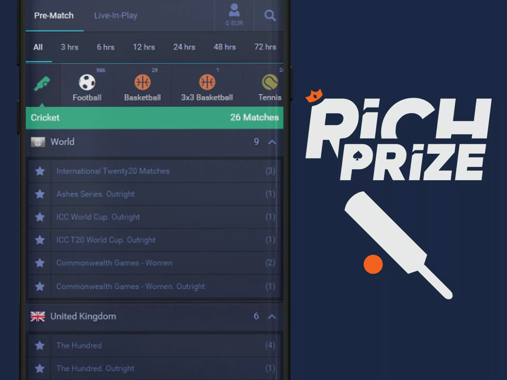 Bet on cricket at Richprize.