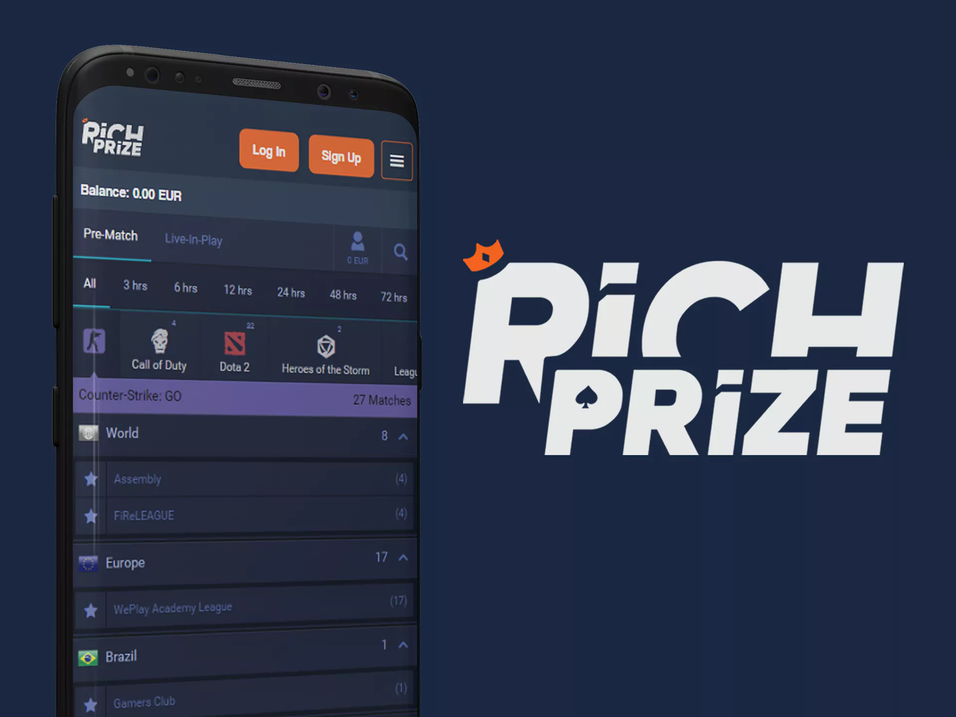 Watch and bet on esports in Richprize app.