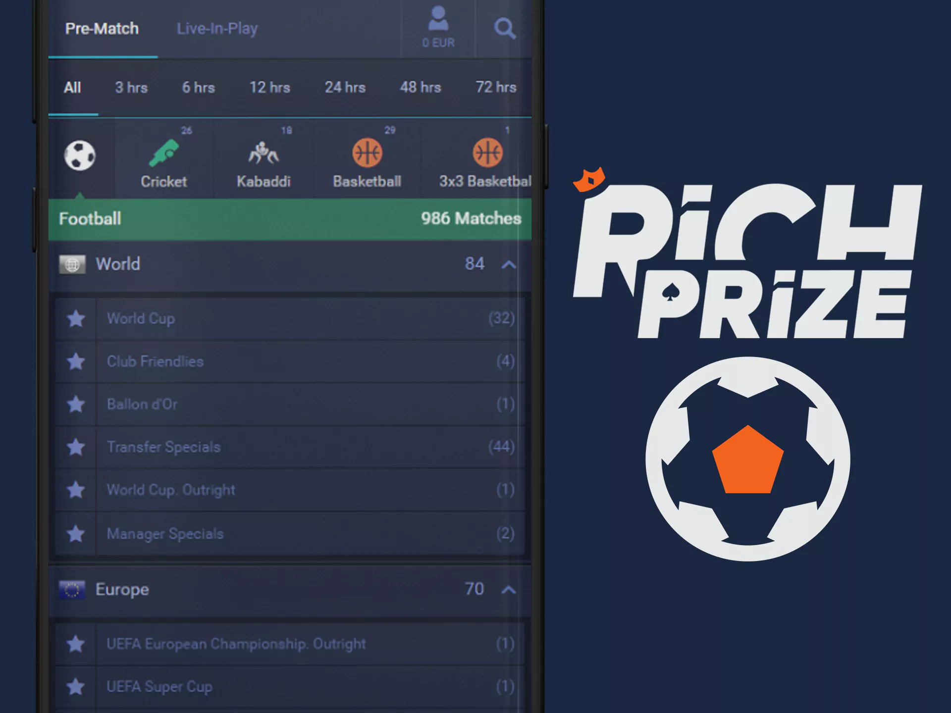 Bet on your favourite football team at Richprize.