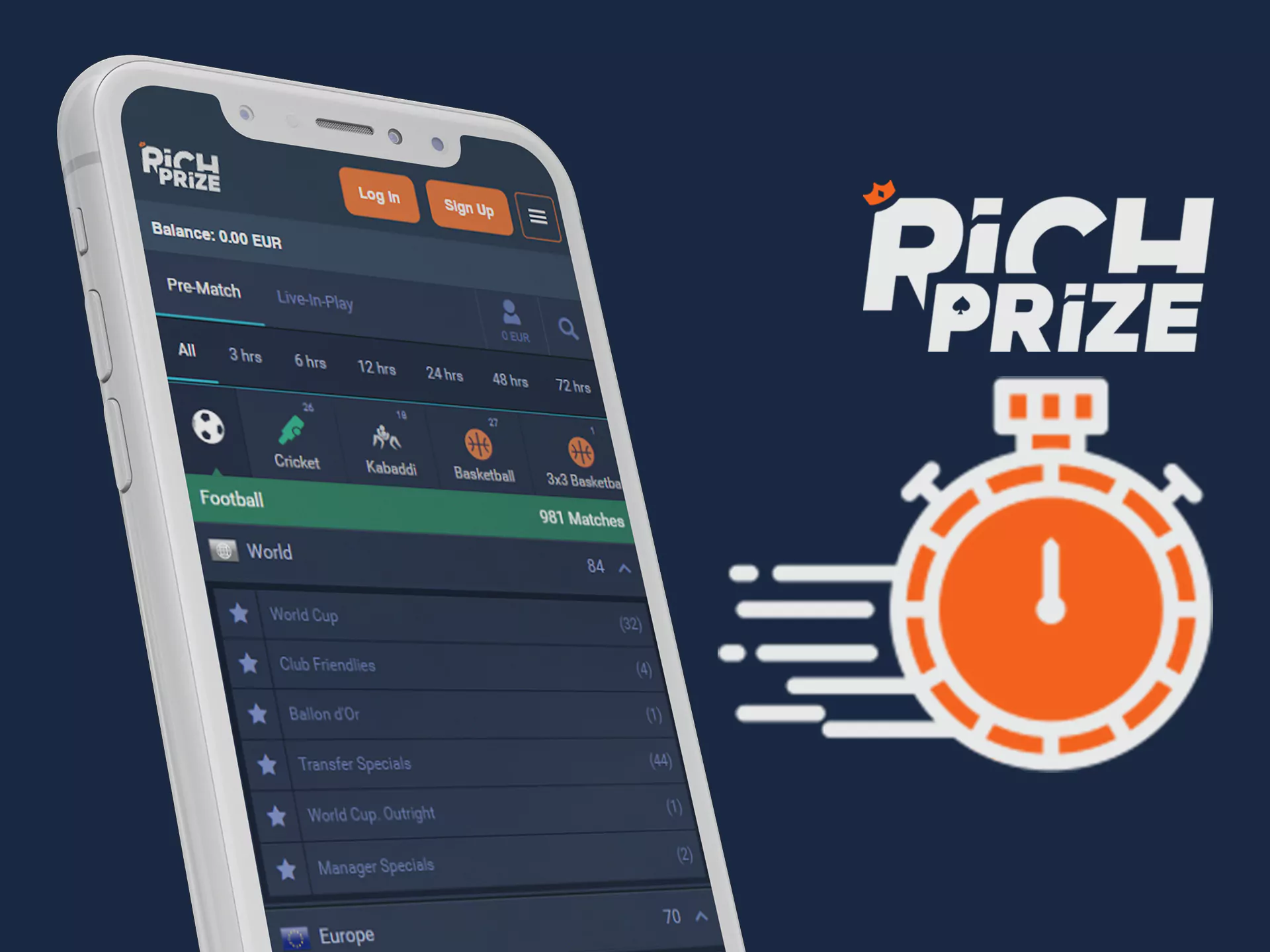 Richprize app work much quicker than website.