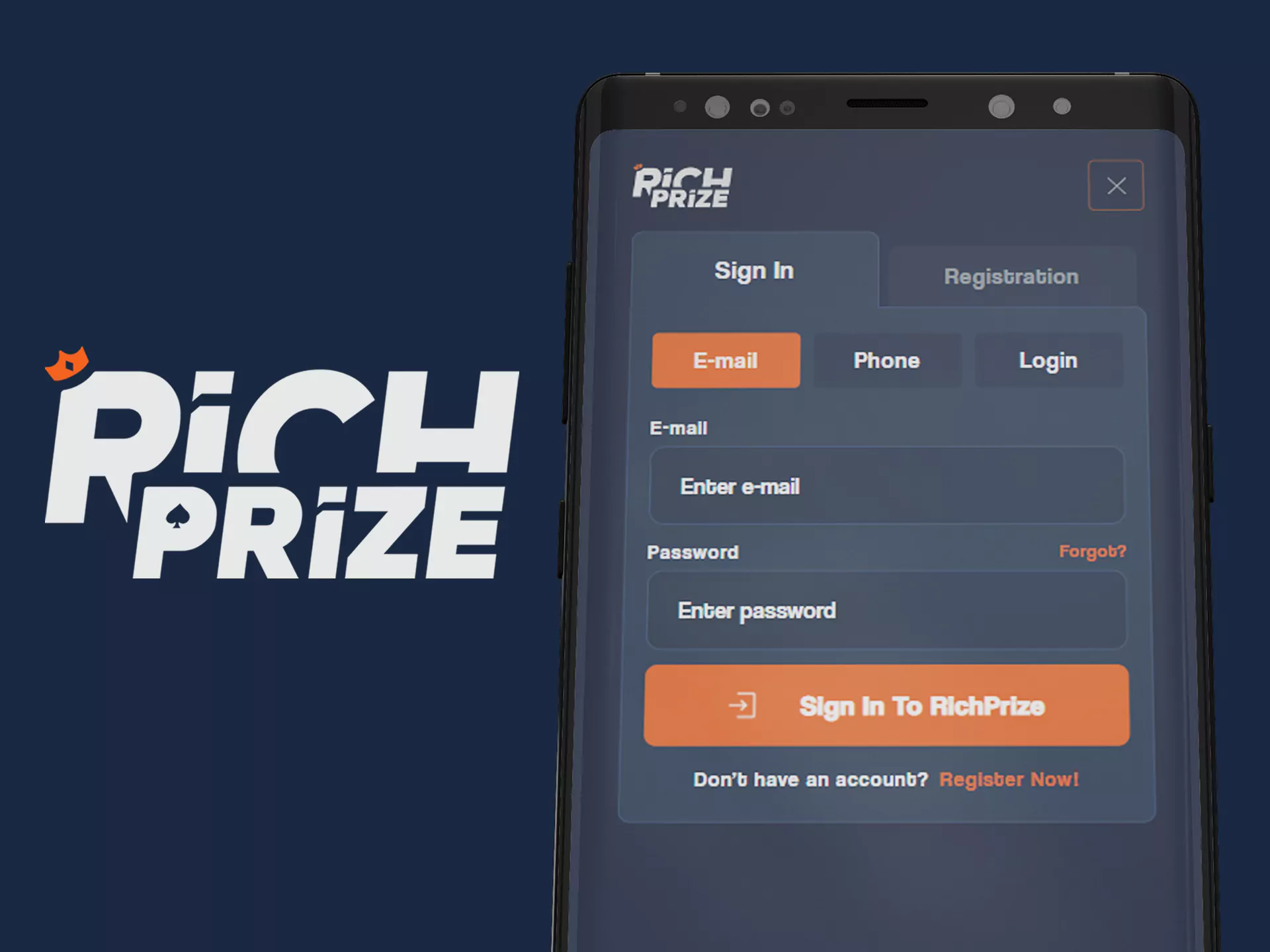 For start betting at Richprize you need to log in.