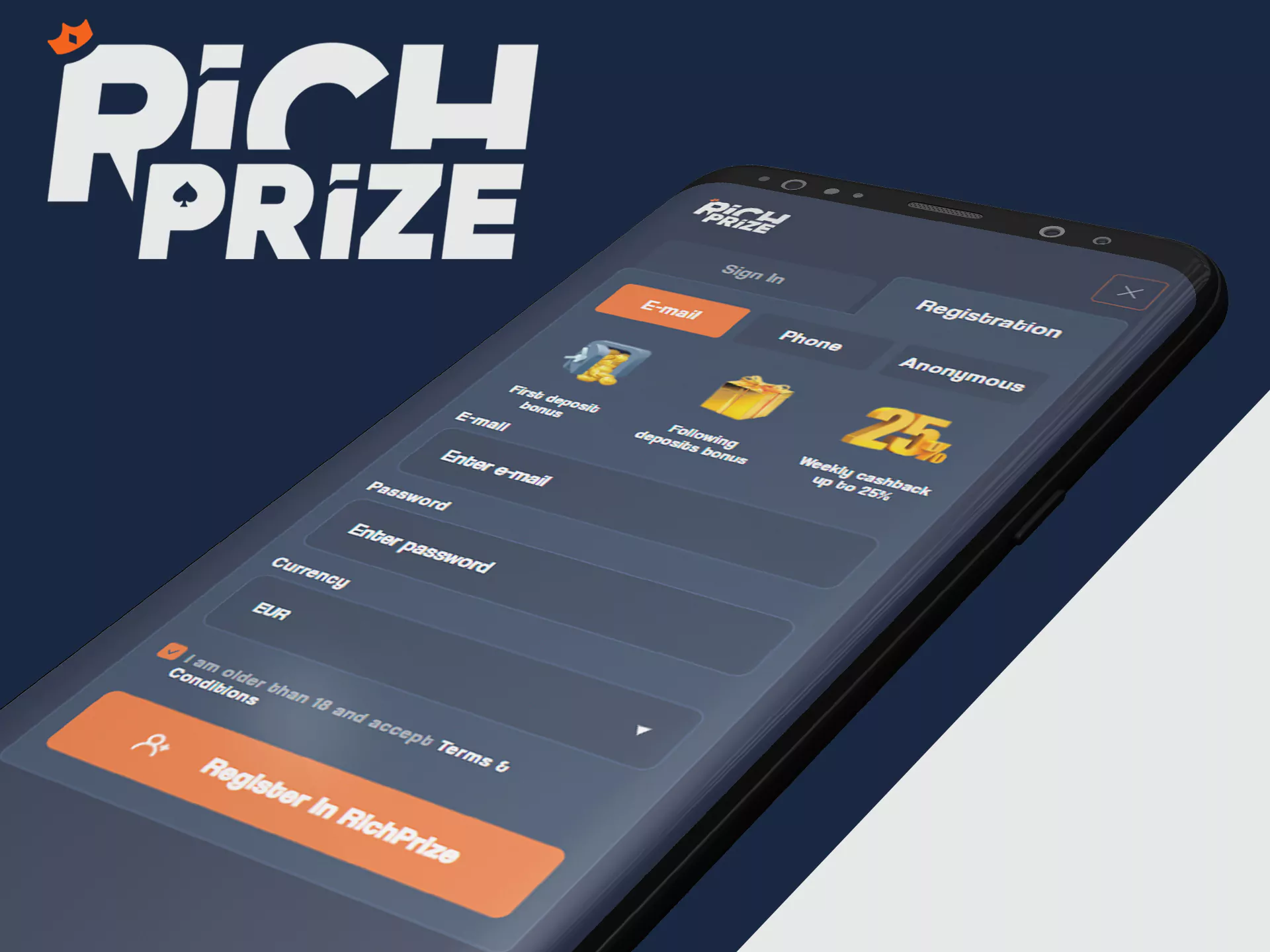 You can registrate quicker with Richprize app.