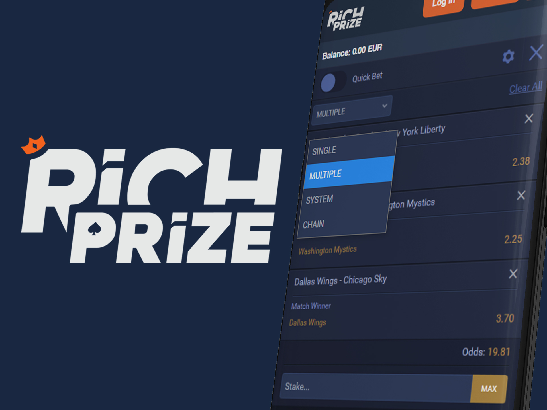 You can bet in a variety of ways at Richprize.