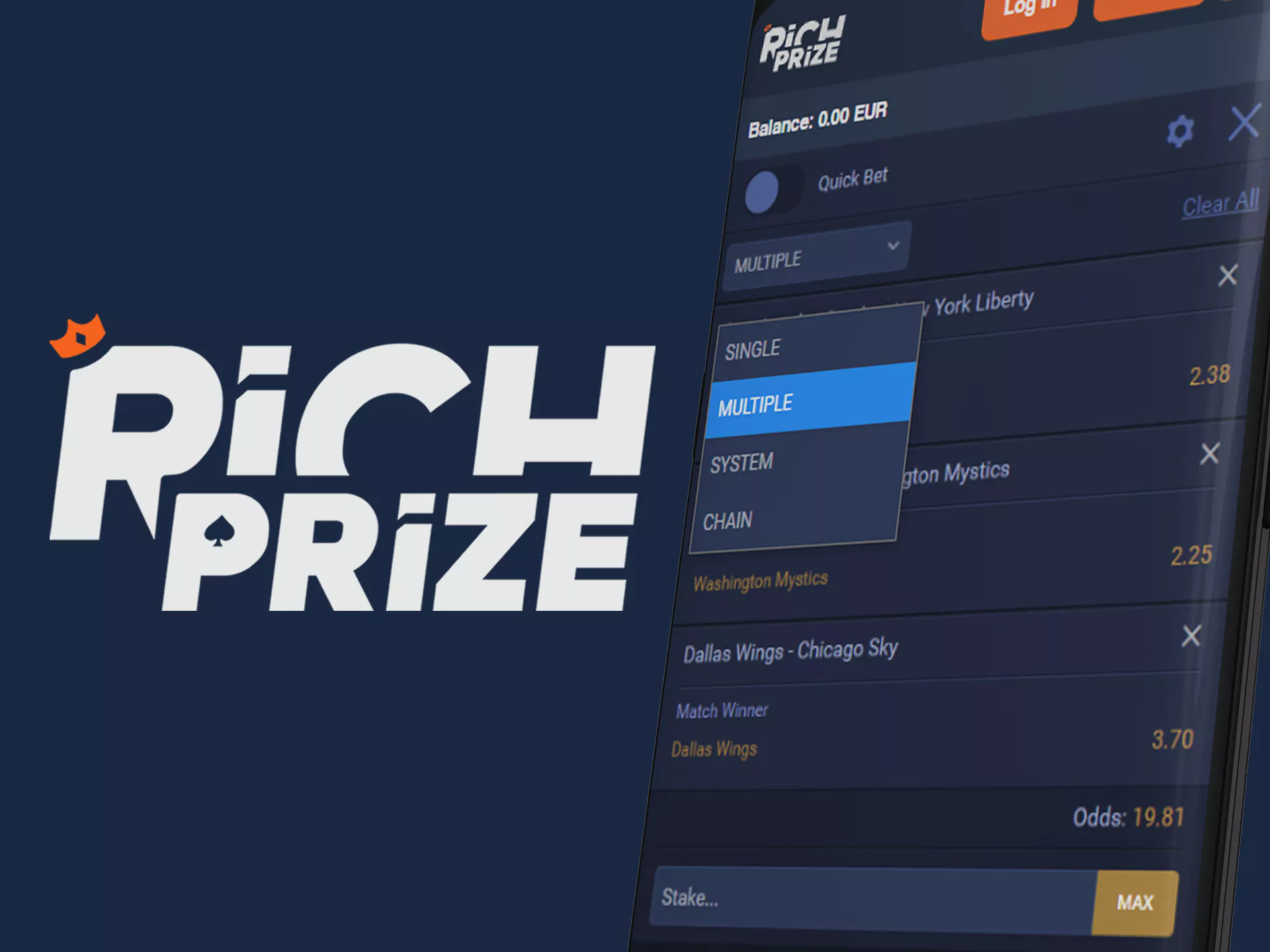 You can bet in a variety of ways at Richprize.