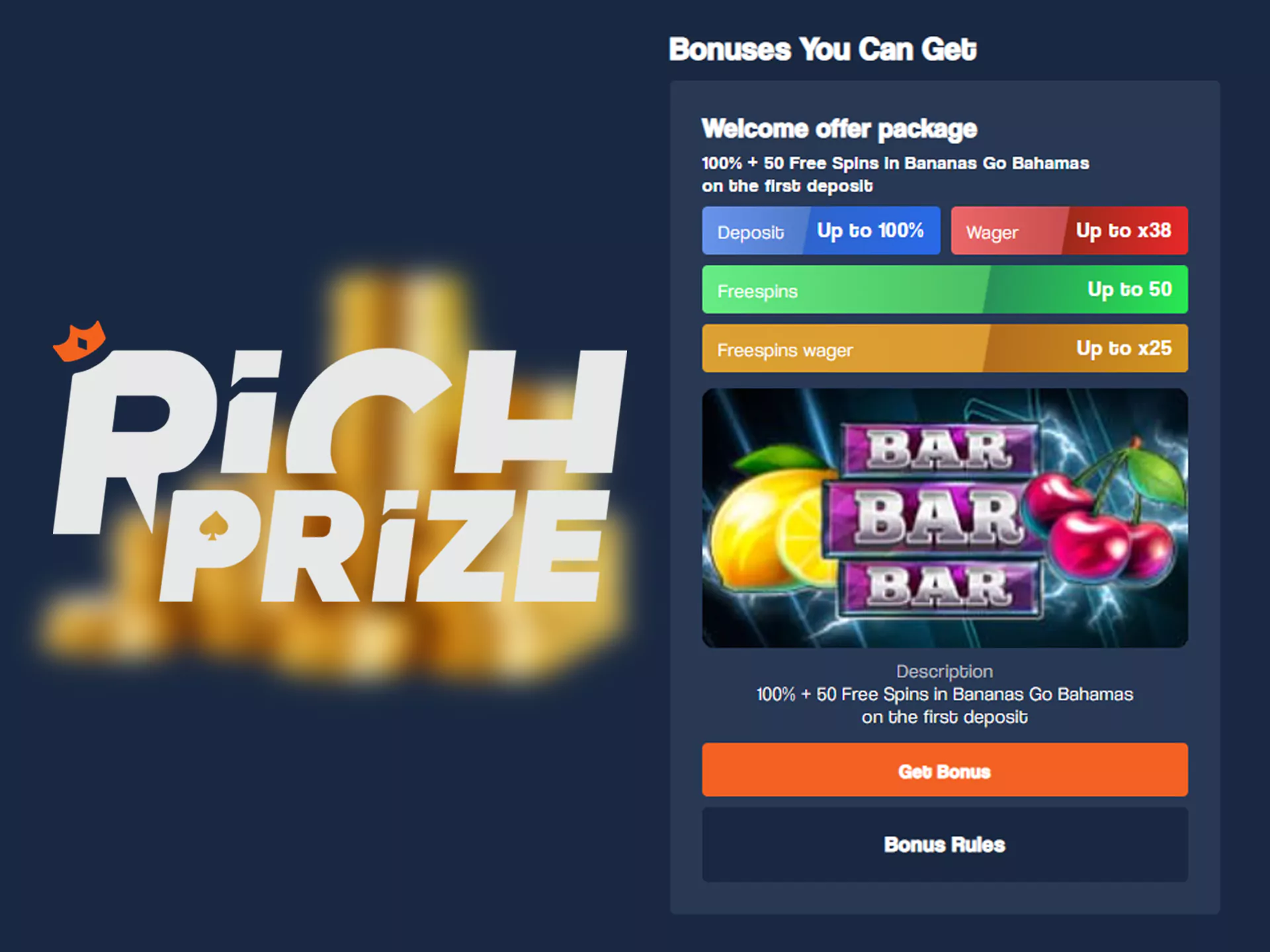 Use your free Richprize welcome bonuses.