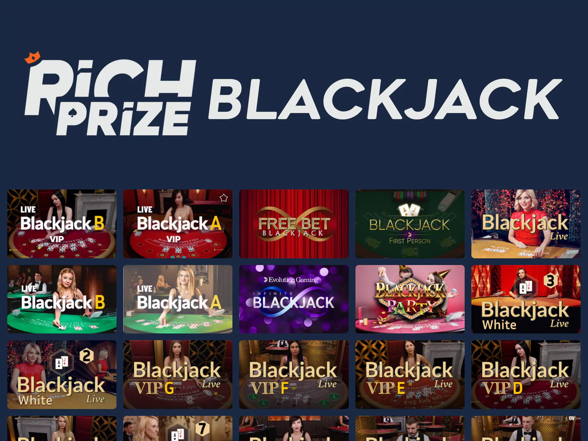 Show your skill with blackjack games at Richprize.