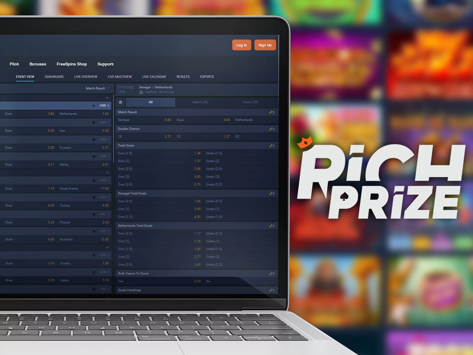 Use Richprize website with your PC.