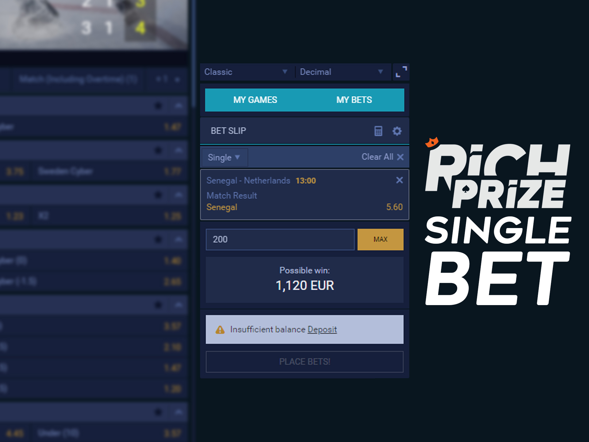 Win all of the money with just one bet.
