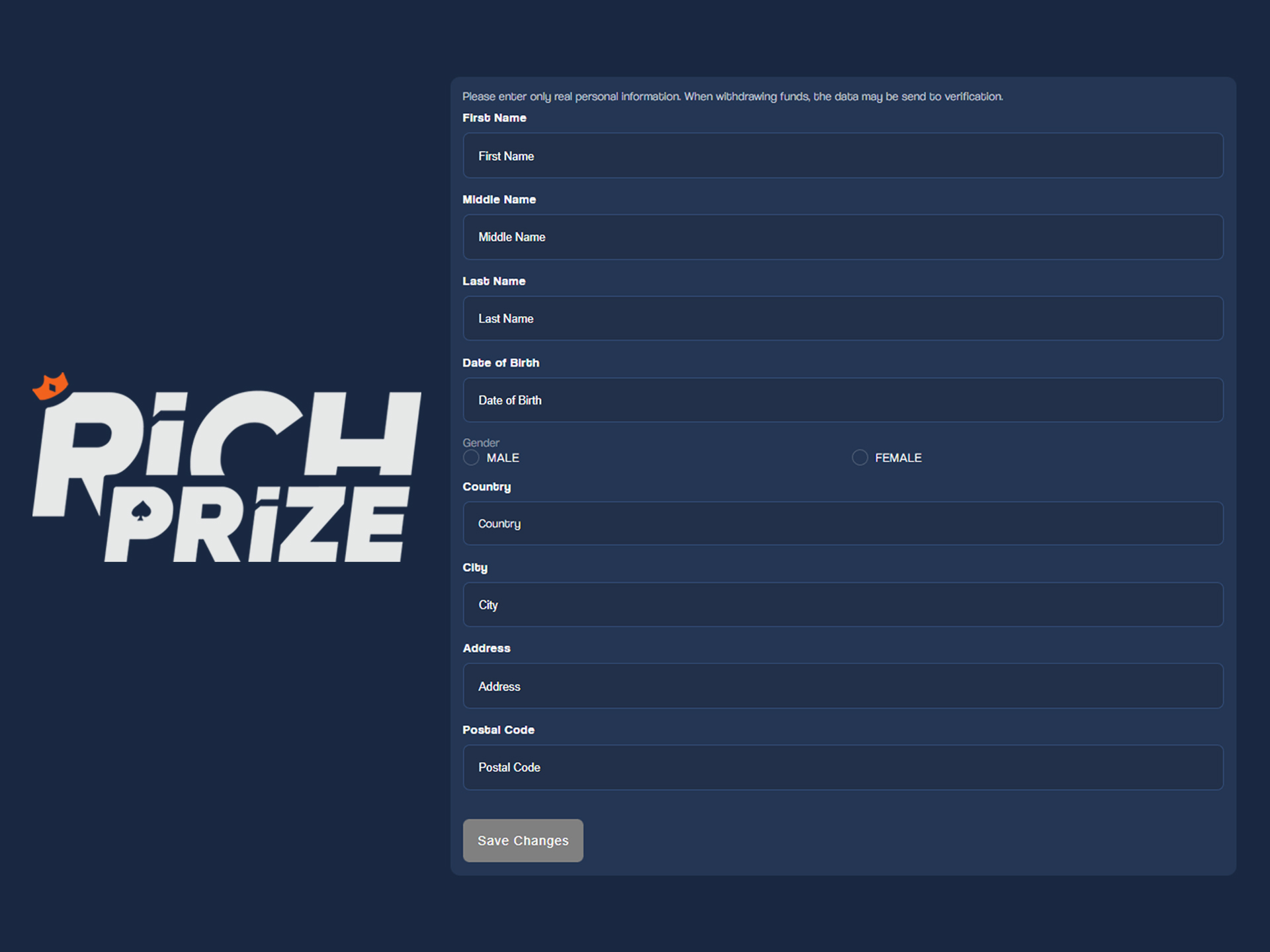 Verify your Richprize accout for start full experiensed betting.