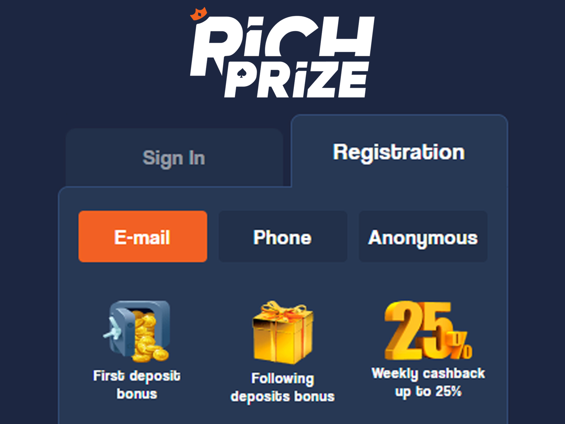 Choose prefered method of registration.