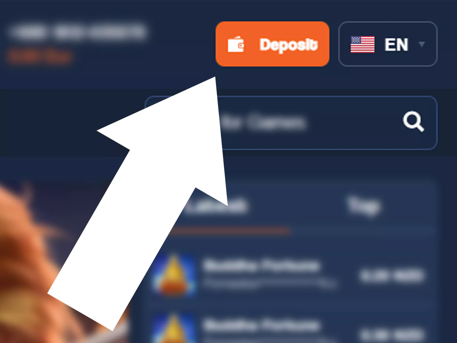 Click deposit button for actions with money.