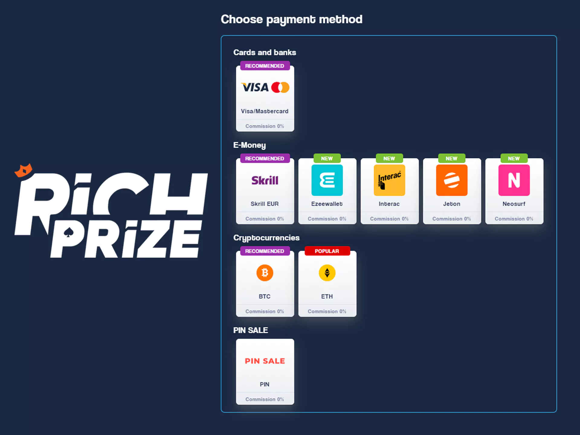 Withdraw your funds from Richprize using prefered method.